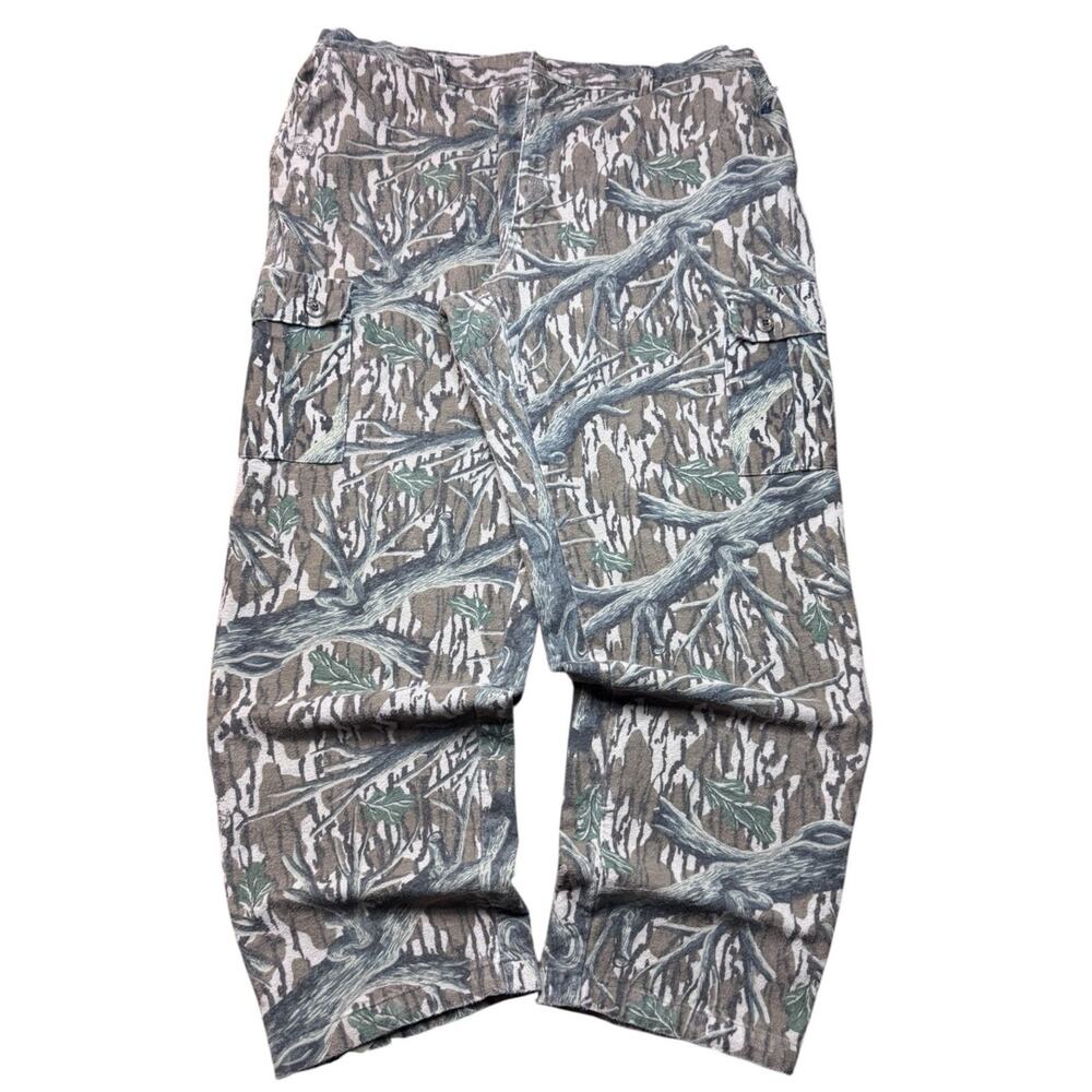 VINTAGE 90s MOSSY OAK GREEN LEAF CAMO CARGO HUNTING PANTS MEN'S XL
